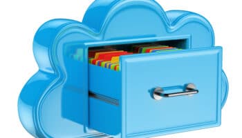 3D Cloud storage services concept