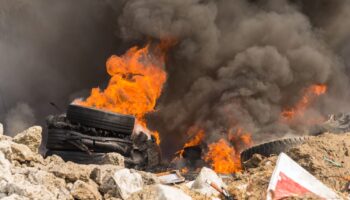 burning dumpster