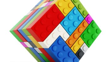 Multi colored toy blocks cube