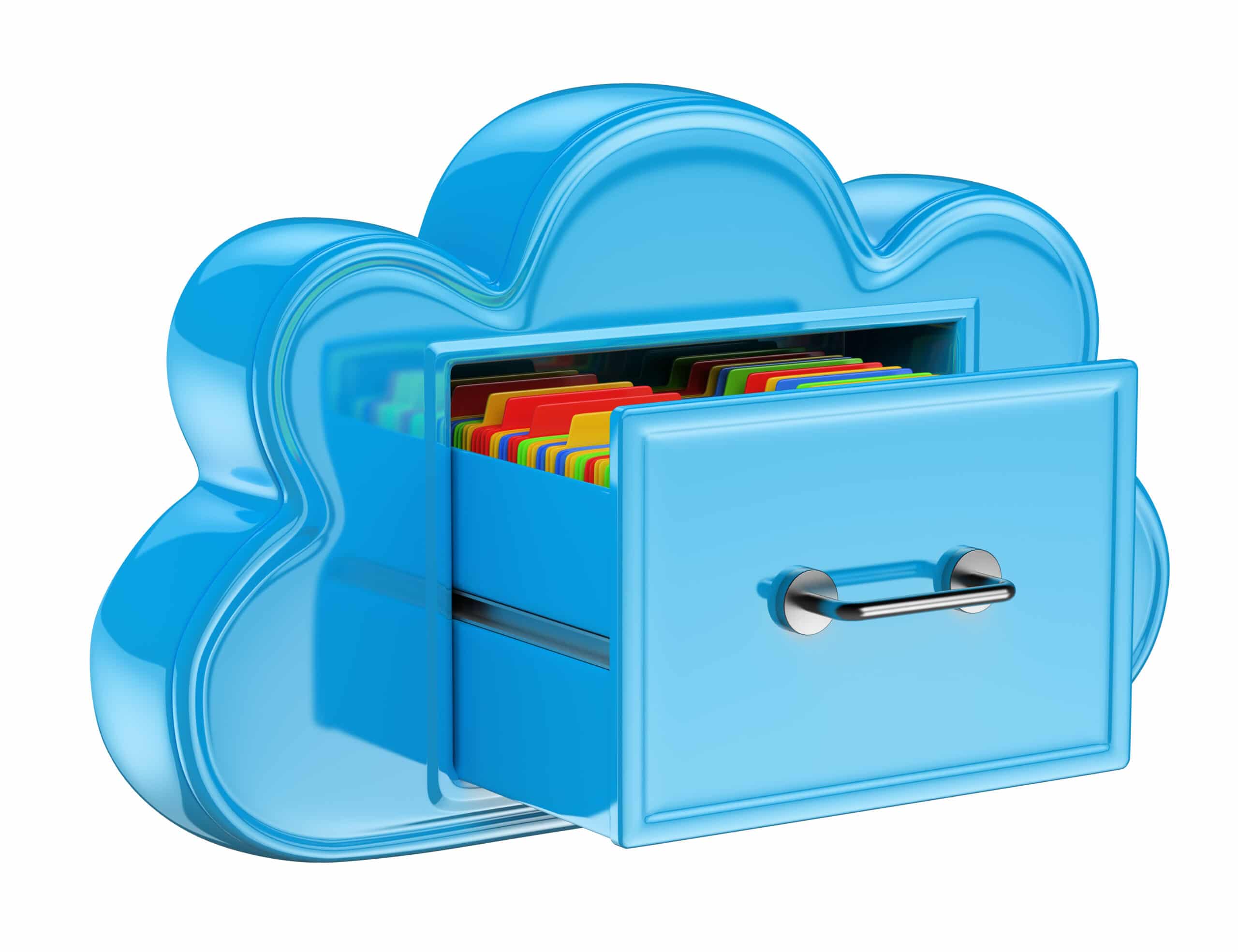 3D Cloud storage services concept