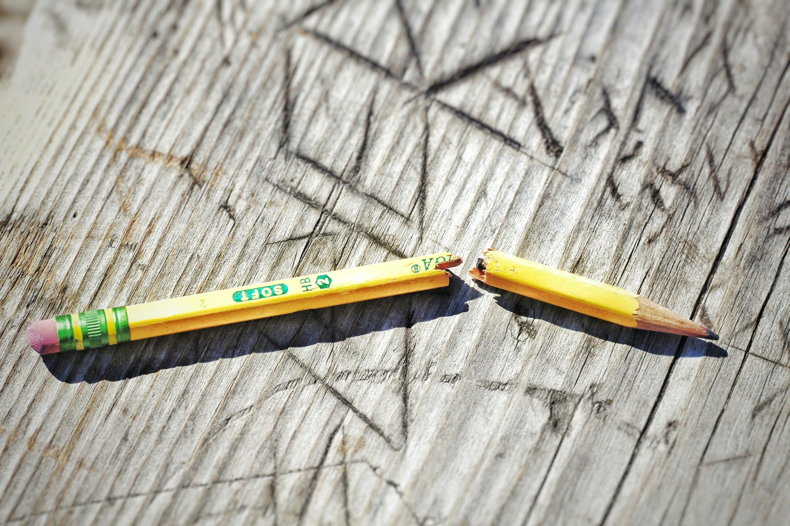 Broken pencil. Photo by Joshua Hoehne on Unsplash